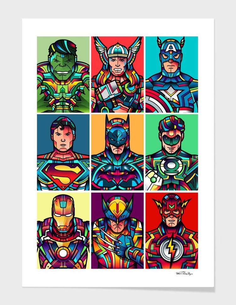 Pop art wall frame in vibrant print, framed with solid wood and protected by clear acrylic – perfect for modern interior décor