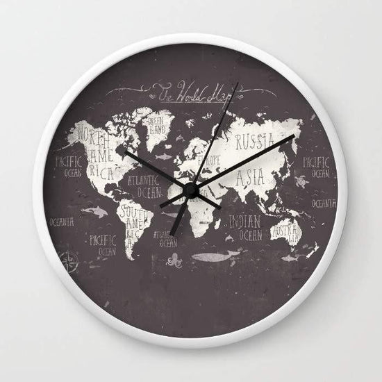 World Map Wall Clock – Travel-themed wall timepiece for modern decor
